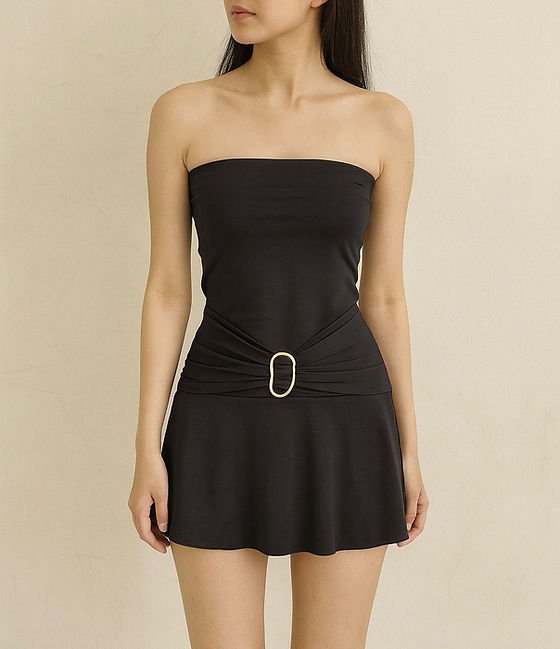 Vestido strapless hebilla
